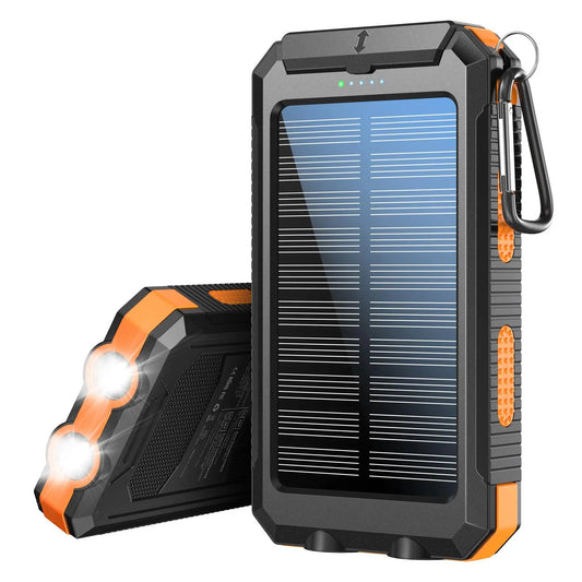 10000Mah Portable Solar Power Bank for Mother'S Day Gift, 1 Piece Dual USB Output Port Waterproof Power Bank with Flashlight, Protable Wireless Car Charger, Solar Power Bank Charger for Iphone & Android Phone Tablet Smart Watch for Spring Camping